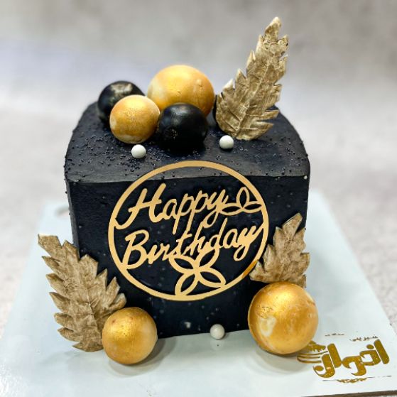 کیک تولد مشکی طلایی